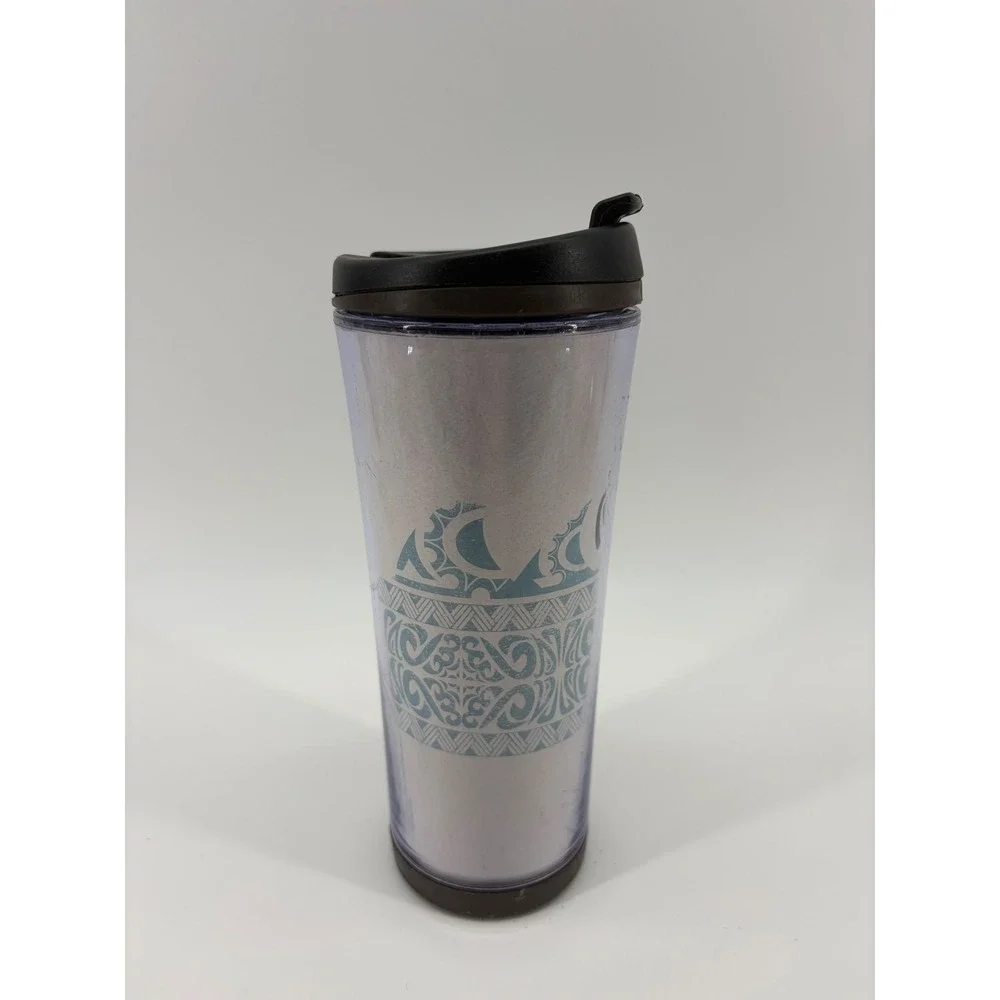 Starbucks Hawaii Tumbler Tribal Turtle 16oz Brown Teal Plastic Travel Mug Unisex